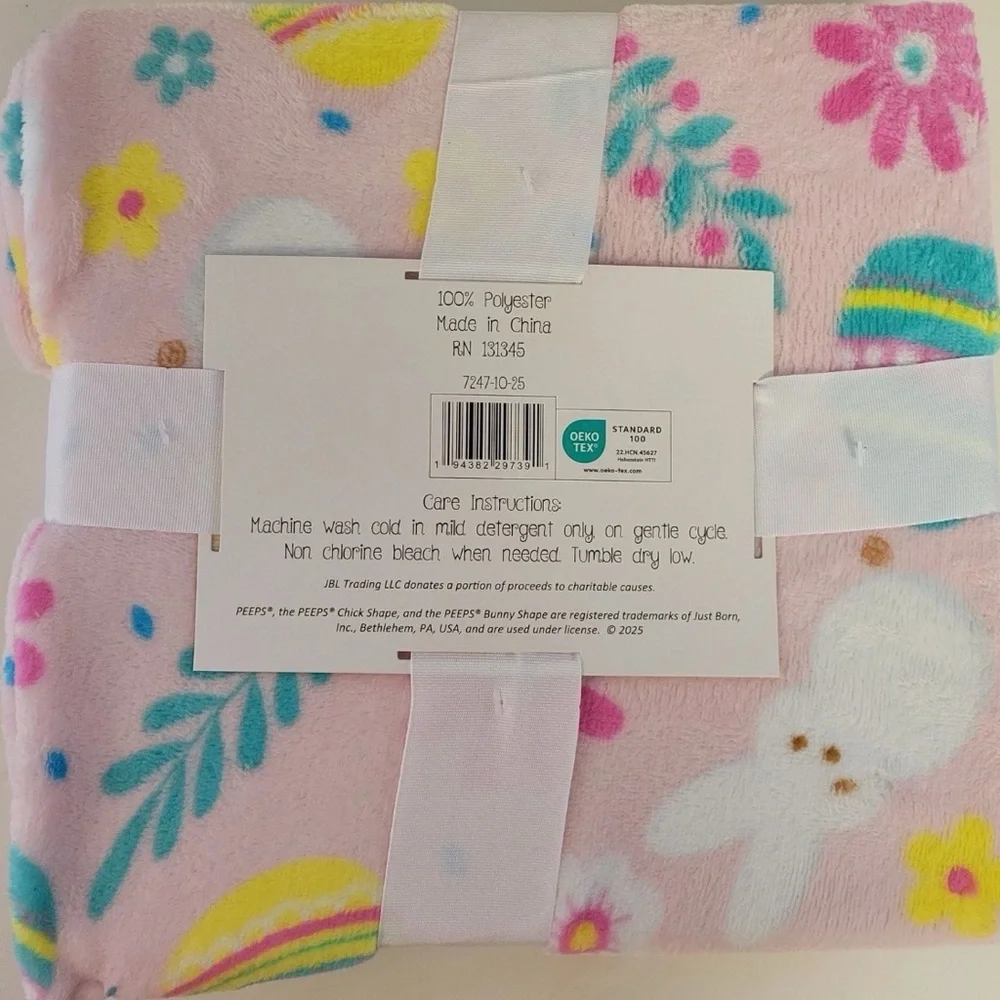 PEEPS Pink Easter Bunny Plush Throw Blanket 50